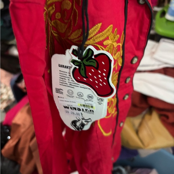 Red Embroidered Button Down Shirt - Picture 5 of 5